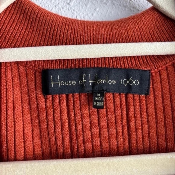 NWT House Of Harlow 1960 'Carmen' Rust Orange Knit Button Down Middi Dress - Picture 3 of 6